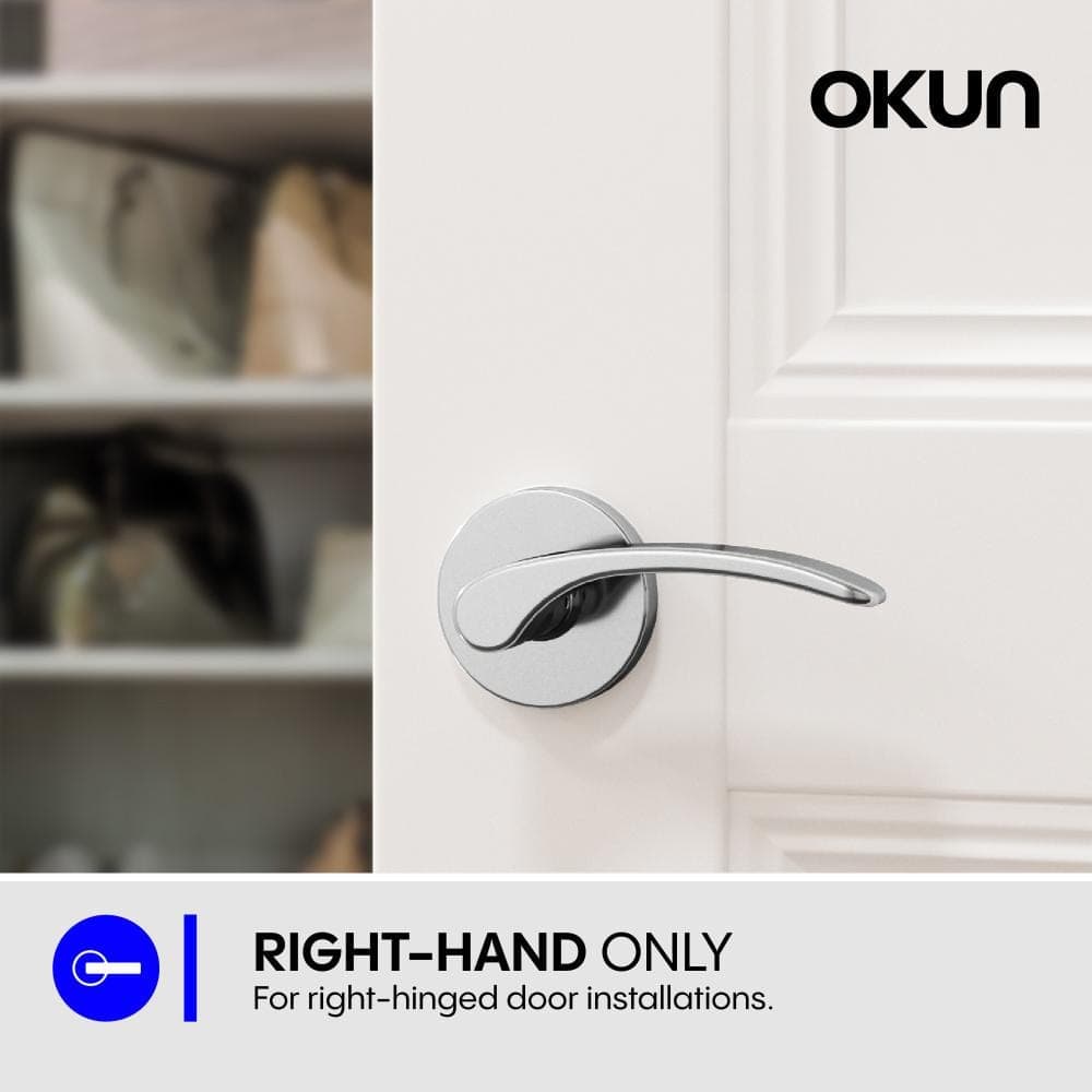 Okun Brook Metal Chrome Dummy Door Handle with Round Rosette (2)