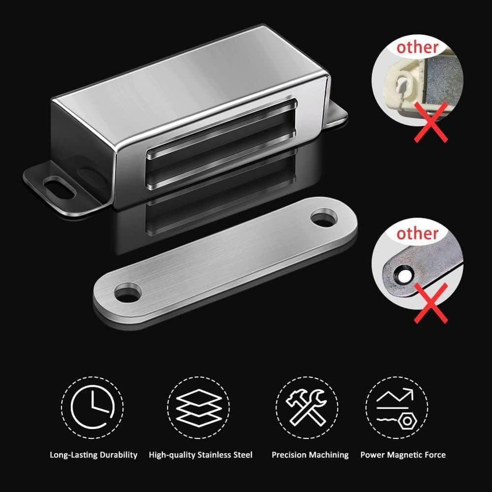 LAIFUCAM Stainless Steel Chrome Magnetic Cabinet Door Catch Heavy Duty 40 lbs Pull Spring Latch for Kitchen Sliding Door 4-Pack (2)