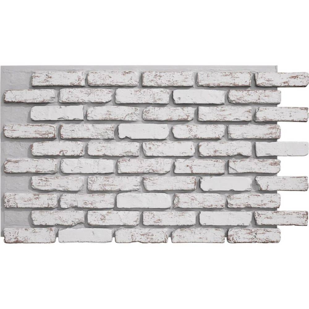 Ekena Millwork EverStone Aged Brick Faux Brick Panel, 46 7/8"W x 27"H x 1 1/4"D, Rustic White Color