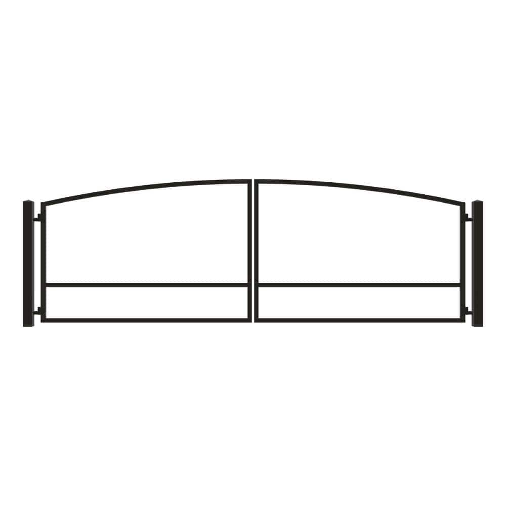 Unbranded Driveway Gate — Swing, Center, Arch, Black — 224"W x 72"H (1)
