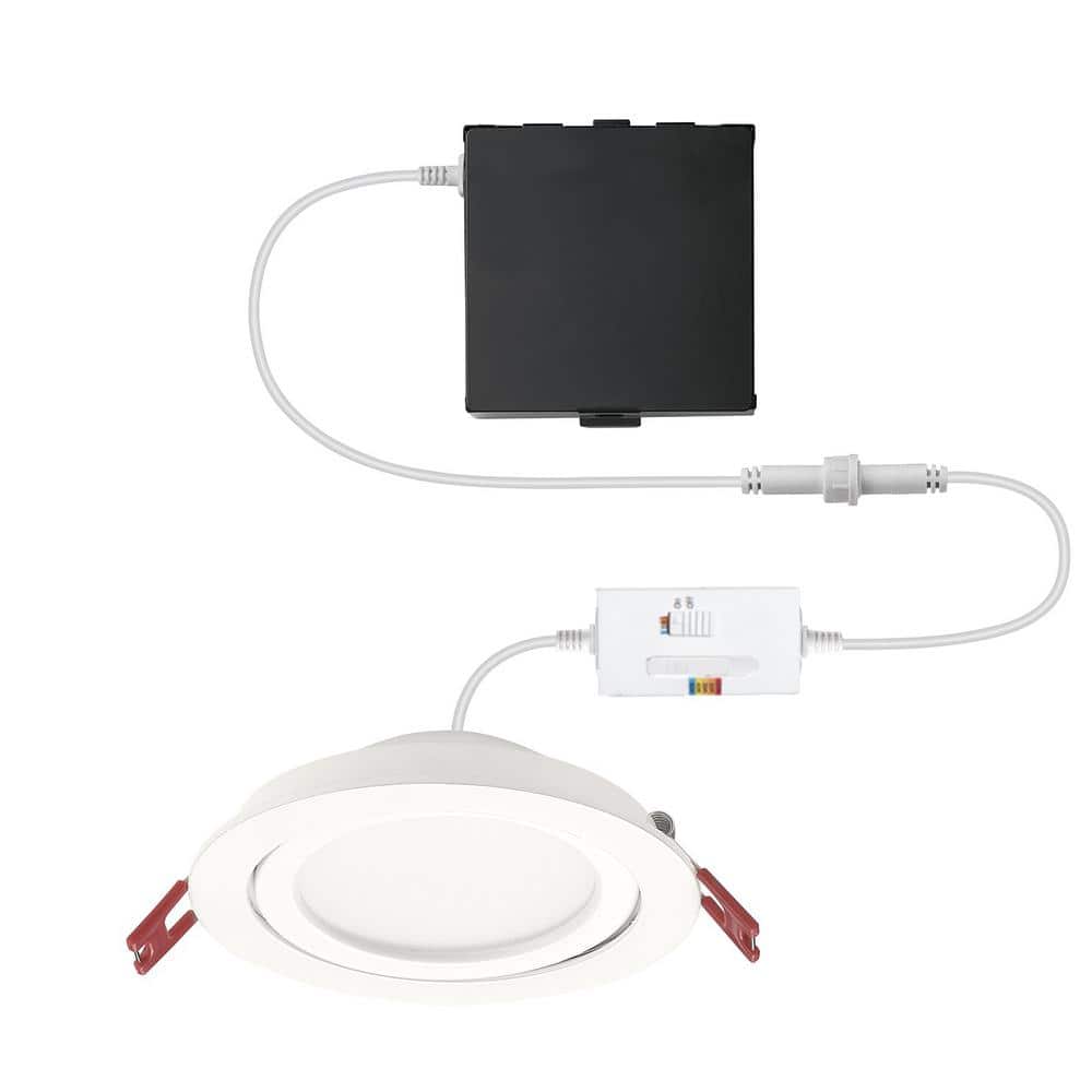 Commercial Electric 4 in. Elite Series Adjustable CCT 3-Level Lumen Select Dimmable Ultra Directional Canless Recessed Light, White (1)