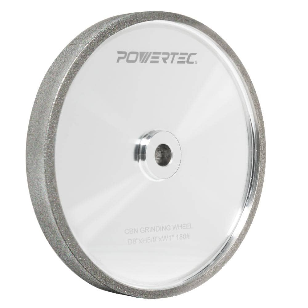 ‎POWERTEC 8 in. x 1 in. W, 5/8 in. Arbor CBN Bench Grinding Wheel, 180 Grit for Sharpening HSS Tool/Lathe Tool for Bench Grinder (1)