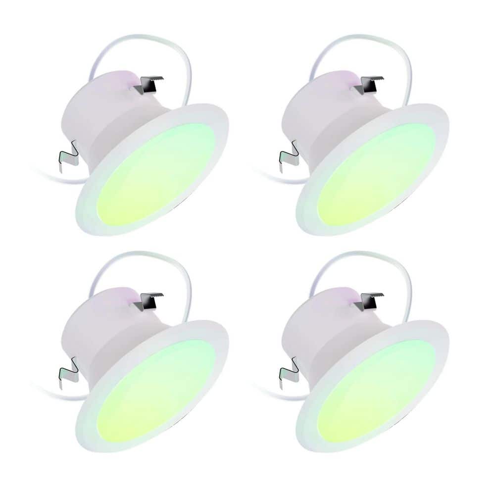 LIFX 4-pack 4 in. SuperColor Adjustable Smart Retrofit Deep Baffle Recessed Light Trim Kit Downlight