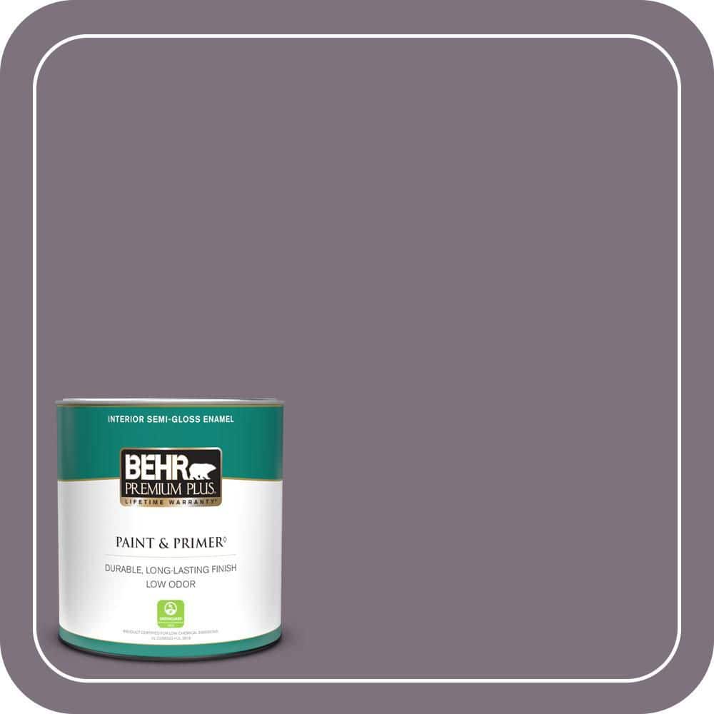 BEHR PREMIUM PLUS 1 qt. #N100-5 Plush Velvet Semi-Gloss Enamel Low Odor Interior Paint & Primer