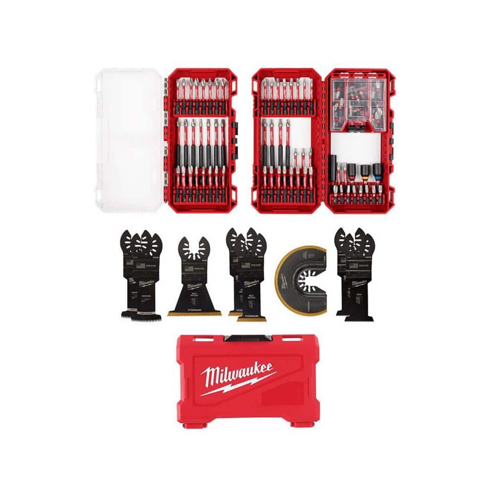 Milwaukee SHOCKWAVE Impact-Duty Alloy Steel Screw Driver Bit Set with Oscillating Multi-Tool Blade Kit (108-Piece)