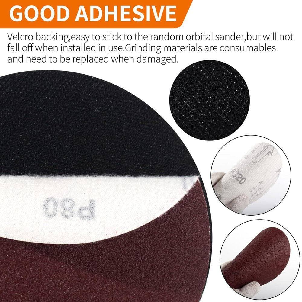 Unbranded 5 Inch Polyurethane Hook and Loop Backing Pad with 50PCS Sanding Discs for Angle Grinder Buffing Polishing (50-Pack) (3)