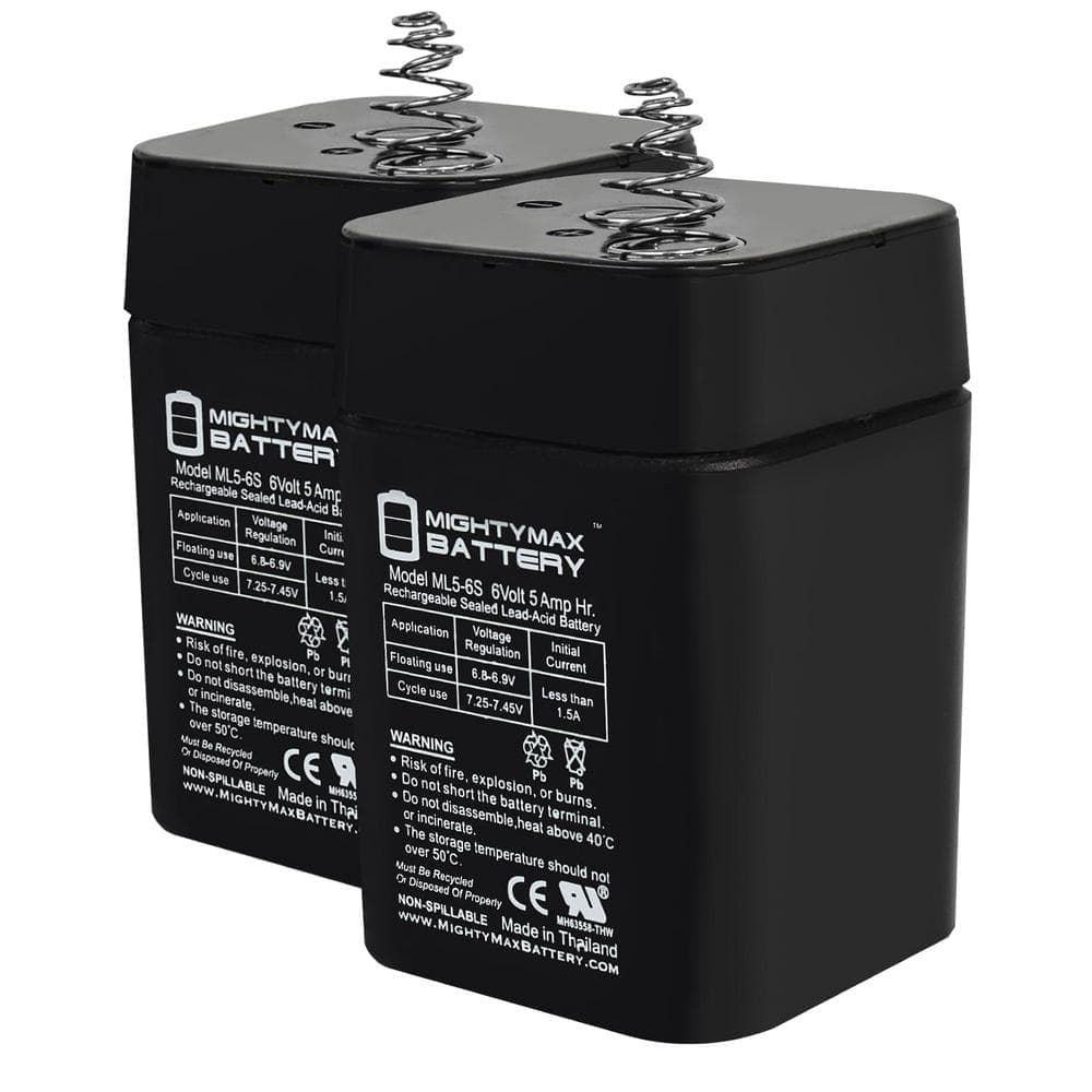 MIGHTY MAX BATTERY 6V 5AH SLA Replacement Battery Compatible with Fluorescent Lantern - 2 Pack (1)
