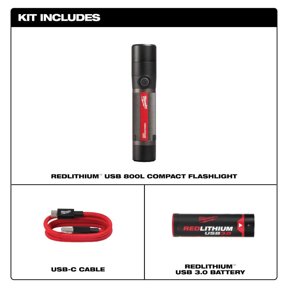 Milwaukee 800 Lumens LED USB Rechargeable Fixed Focus Flashlight (3)