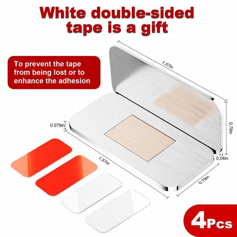 LAIFUCAM 1.57 in. Brushed Stainless Steel Magnetic Adhesive Door Catch Strong Hold Child Safety Cabinet Latch 4-Pack (3)
