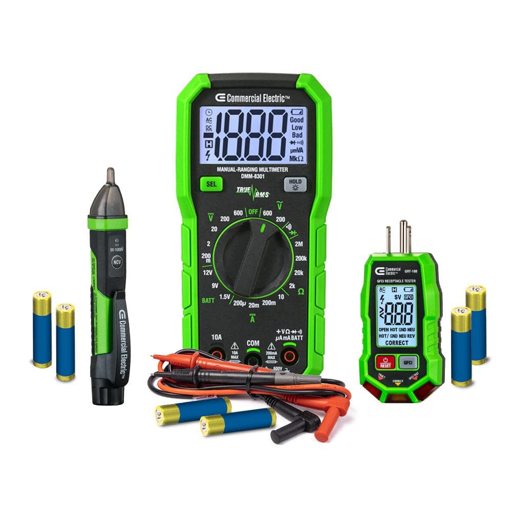 Commercial Electric Technician Maintenance Kit with Digital Multimeter, Voltage Tester and GFCI Socket Tester