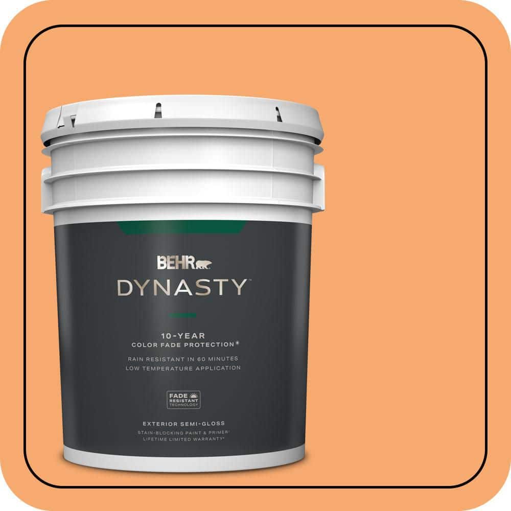BEHR DYNASTY 5 gal. #P230-5 Florida Sunrise Semi-Gloss Enamel Exterior Stain-Blocking Paint & Primer