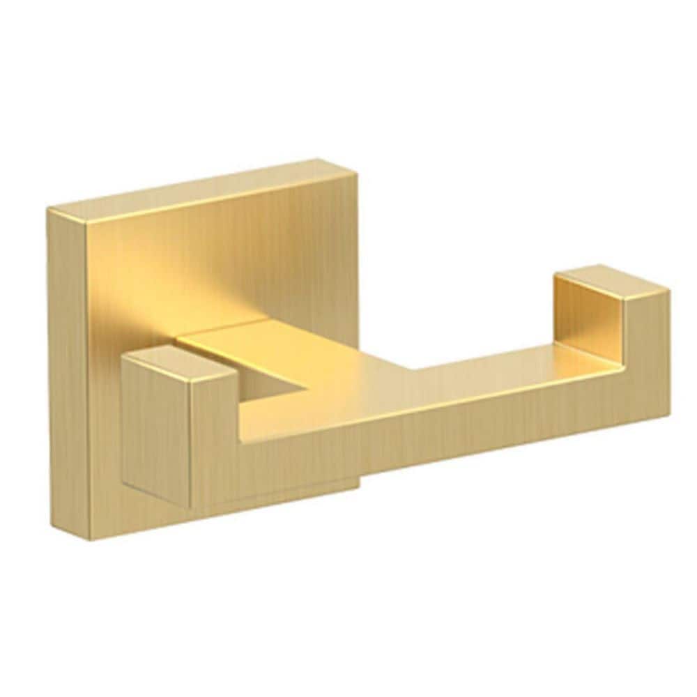 KHKFY Brushed Nickel Brushed Gold Double Wall-Mount Robe and Towel Hook Square Stainless Steel for Bathroom and Kitchen in (1)