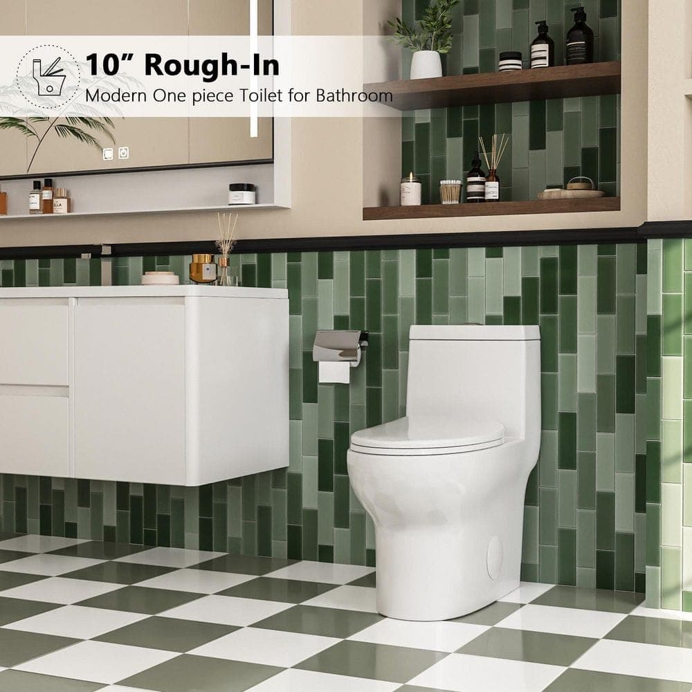 DEERVALLEY Ally 10 in. Rough in Size 1-Piece 1.1/1.6 GPF Dual Flush Elongated Toilet in White, Seat Included (2)