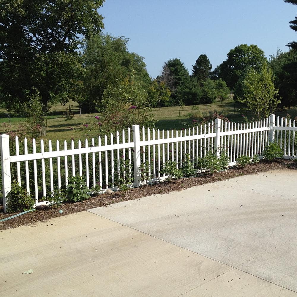 Weatherables Stratford 5 ft. H x 8 ft. W White Vinyl Picket Fence Panel Kit (3)