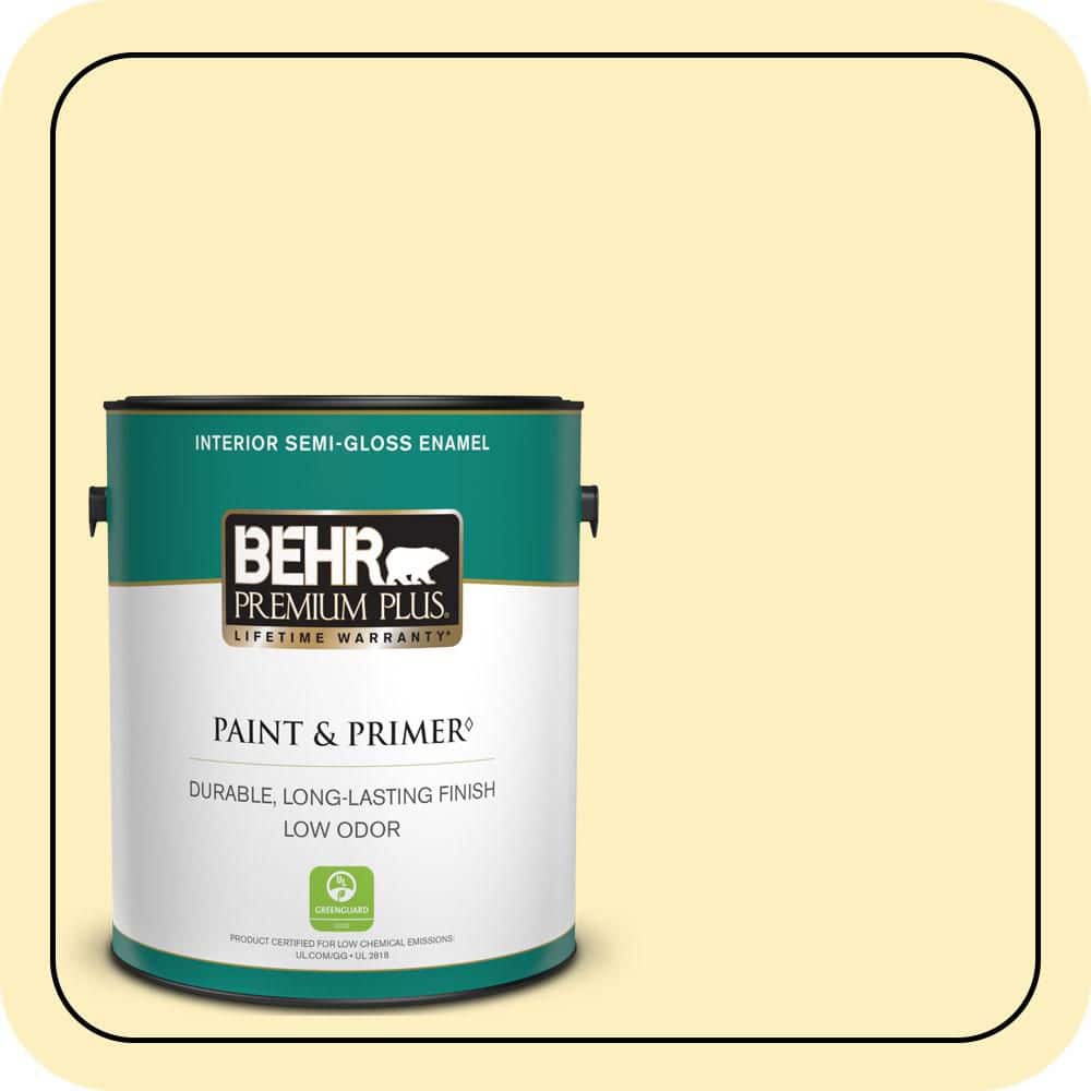BEHR PREMIUM PLUS 1 gal. #P300-2 Meringue Semi-Gloss Enamel Low Odor Interior Paint & Primer
