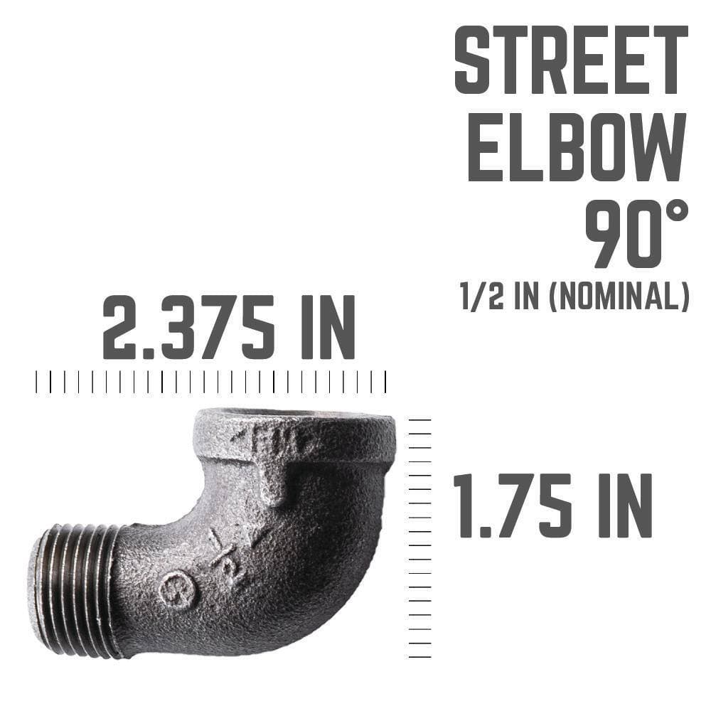 PIPE DECOR 1/2 in. Black Iron Degree Street Elbow Fitting (2)