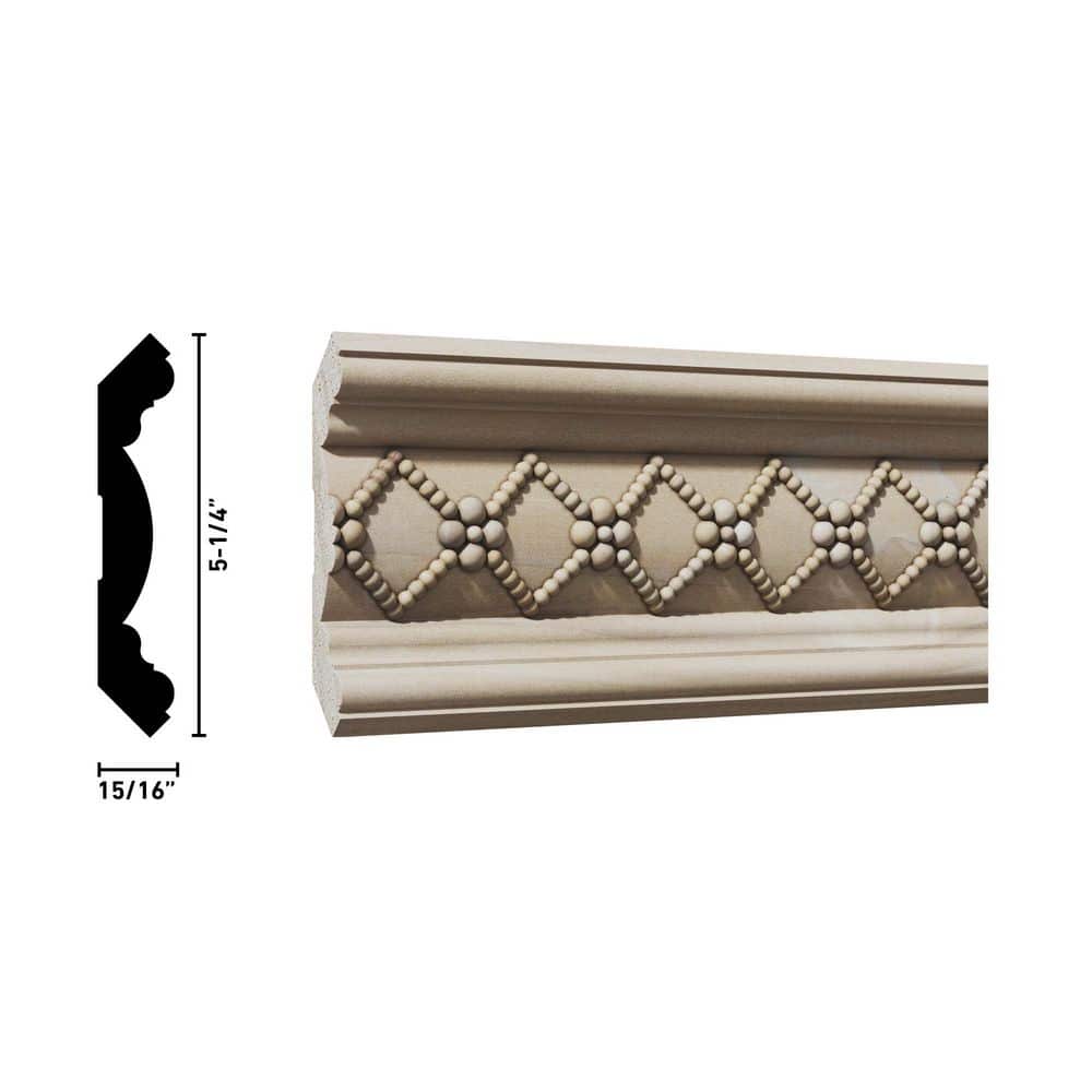Ornamental Mouldings . 94 in. D x 5.25 in. W x 92 in. L Unfinished Poplar Gildwyn Crown Moulding (3)