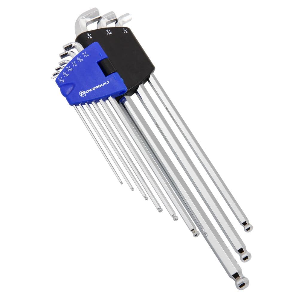 Powerbuilt 9-Piece SAE Stubby Long Arm Hex Key Wrench Set (1)