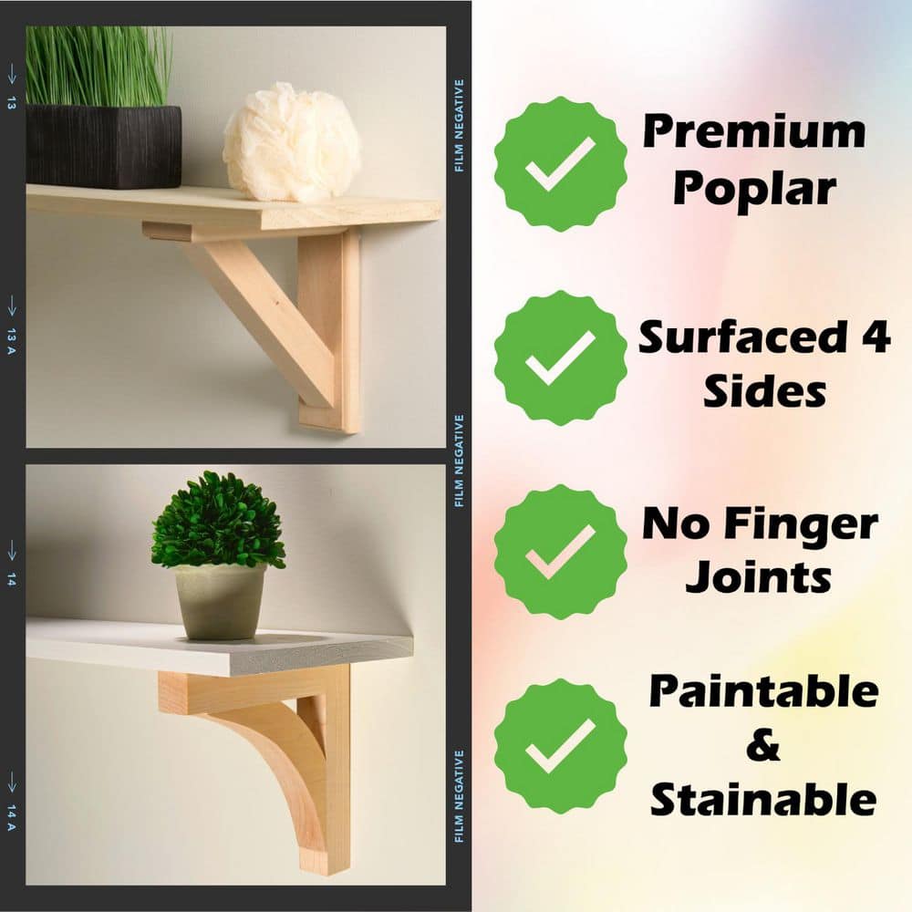 Waddell Project Board - 48 in. x 2 in. x 0.5 in. - Unfinished S4S Poplar Hardwood w/ No Finger Joints - Ideal for DIY Shelving (2)