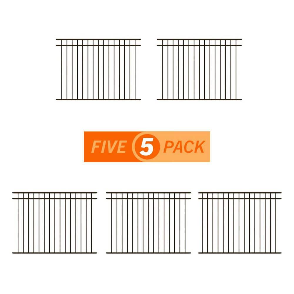 FORGERIGHT Vinings 4.5 ft. H x 6 ft. W Black Aluminum Pre-Assembled Fence Panel (5-Pack) (1)