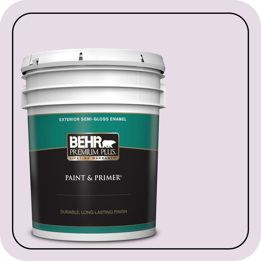 BEHR PREMIUM PLUS 5 gal. #M100-1A Not Quite Purple Semi-Gloss Enamel Exterior Paint & Primer