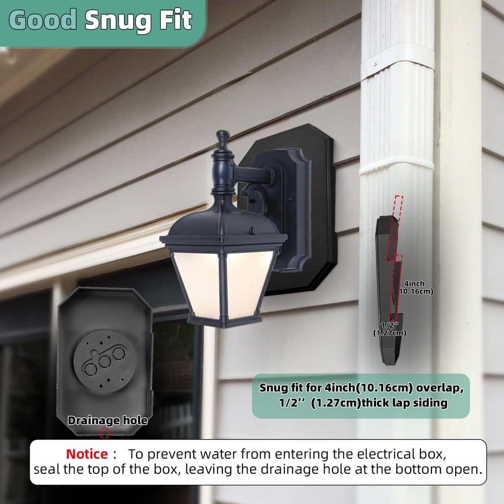 Unbranded 1/2 in. Lap Siding Mounting Block w Electrical Box Heavy-Duty Nylon Textured Paintable Surface Screws Connectors(2-Pack) (2)
