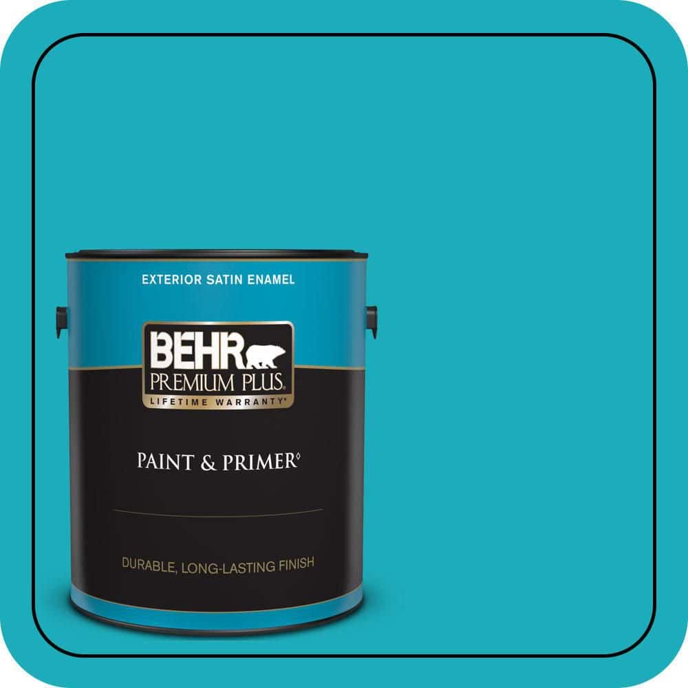 BEHR PREMIUM PLUS 1 gal. #P470-5 Placid Sea Satin Enamel Exterior Paint & Primer
