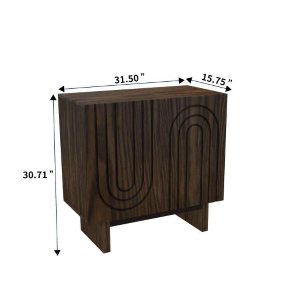 Unbranded 31.5 in. W x 15.75 in. D x 30.71 in. H Bathroom Brown Linen Cabinet (2)