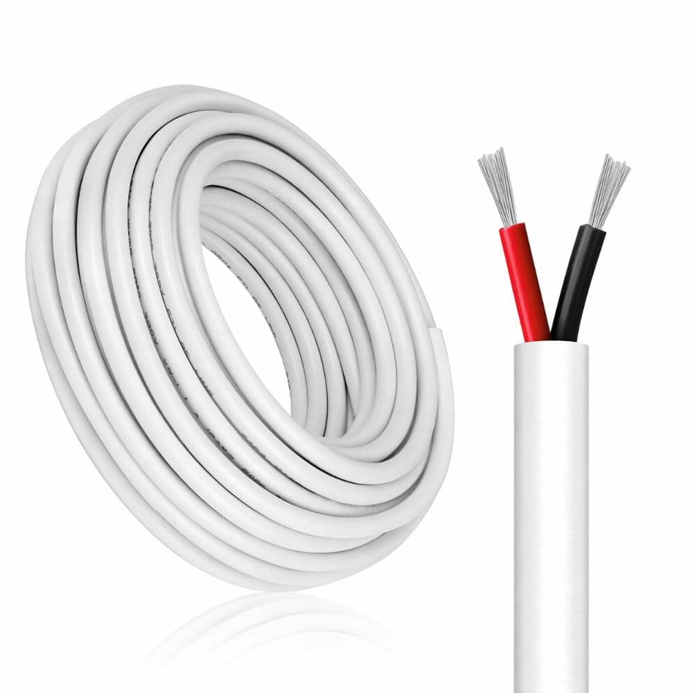 Unbranded 22 AWG 2 Conductor Electrical Wire 100 Ft White Stranded Tinned Copper Low Voltage PVC for LED Lamp Strip (1)