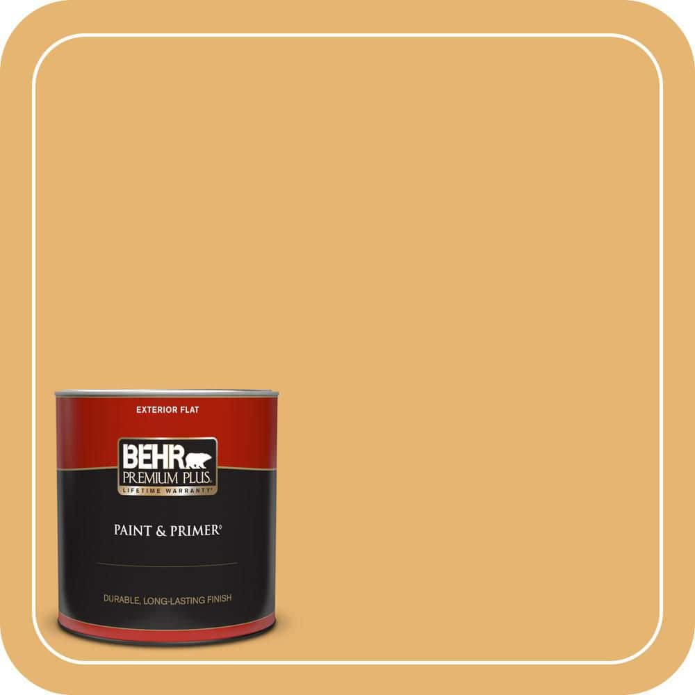 BEHR PREMIUM PLUS 1 qt. #PPU6-04 Pyramid Gold Flat Exterior Paint & Primer