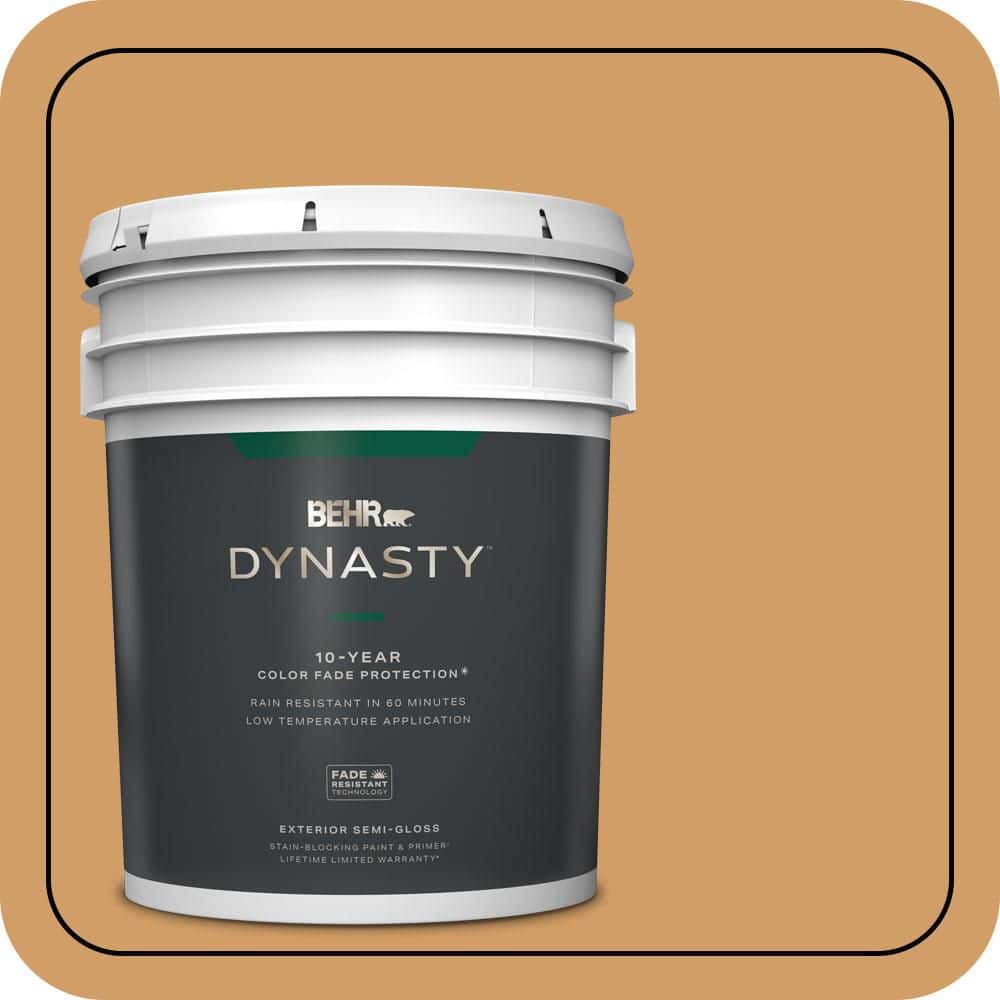 BEHR DYNASTY 5 gal. #MQ4-08 Golden Aura Semi-Gloss Exterior Stain-Blocking Paint & Primer