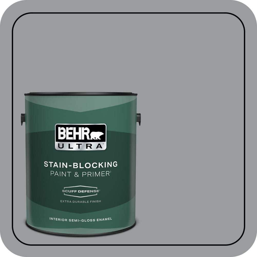 BEHR ULTRA 1 gal. #N500-4 Pencil Sketch Extra Durable Semi-Gloss Enamel Interior Paint & Primer