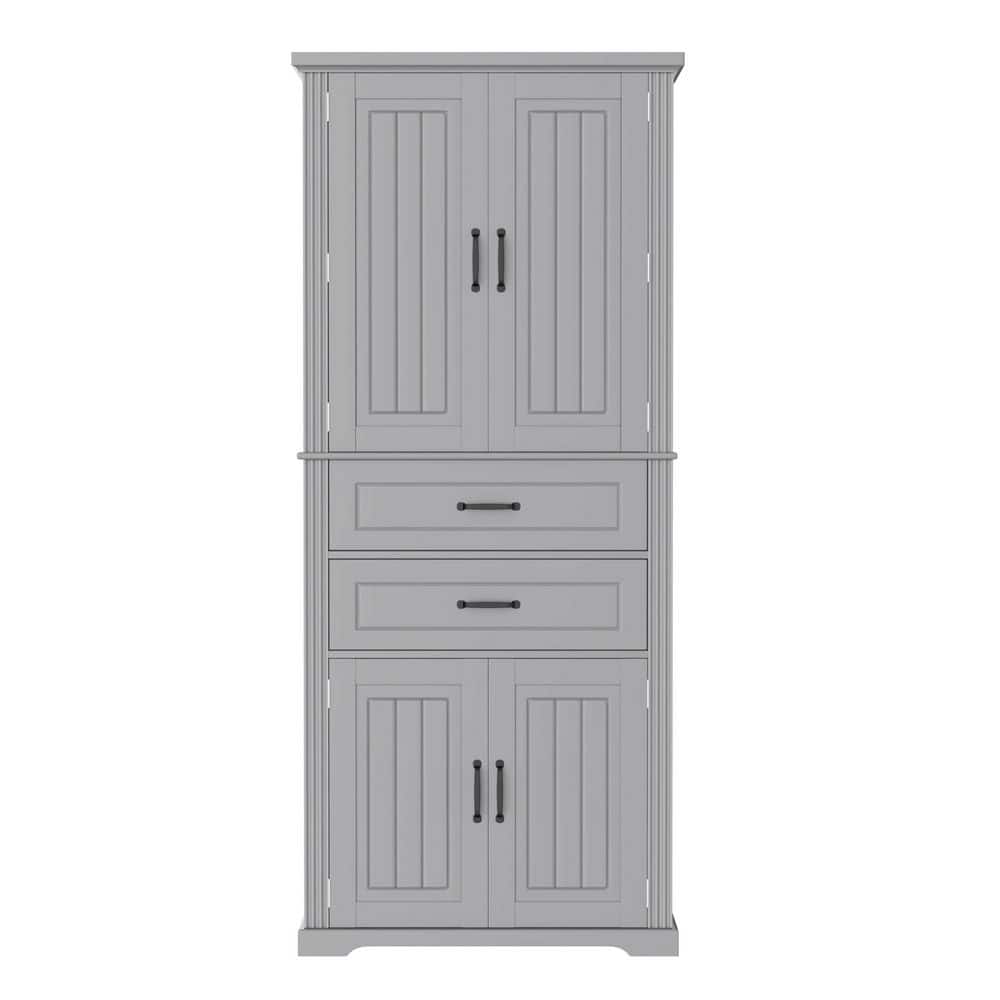 Buruis 30 in. W 15.8 in. D 72.5 in. H Bathroom Linen Cabinet with 2-Spacious Drawers and 6-Small Storage Shelves (1)