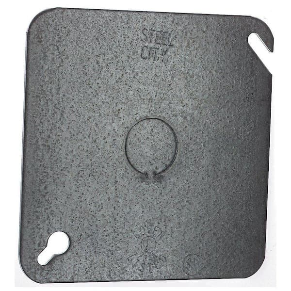 Steel City 4 in. Flat Metallic Square Cover with 1/2 in. Knockout (52C6-50R) (2)