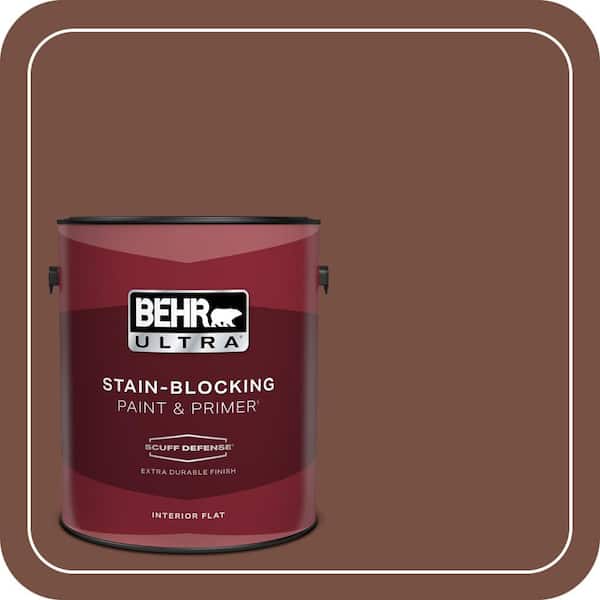 BEHR ULTRA 1 gal. #S190-7 Toasted Pecan Extra Durable Flat Interior Paint & Primer (2)