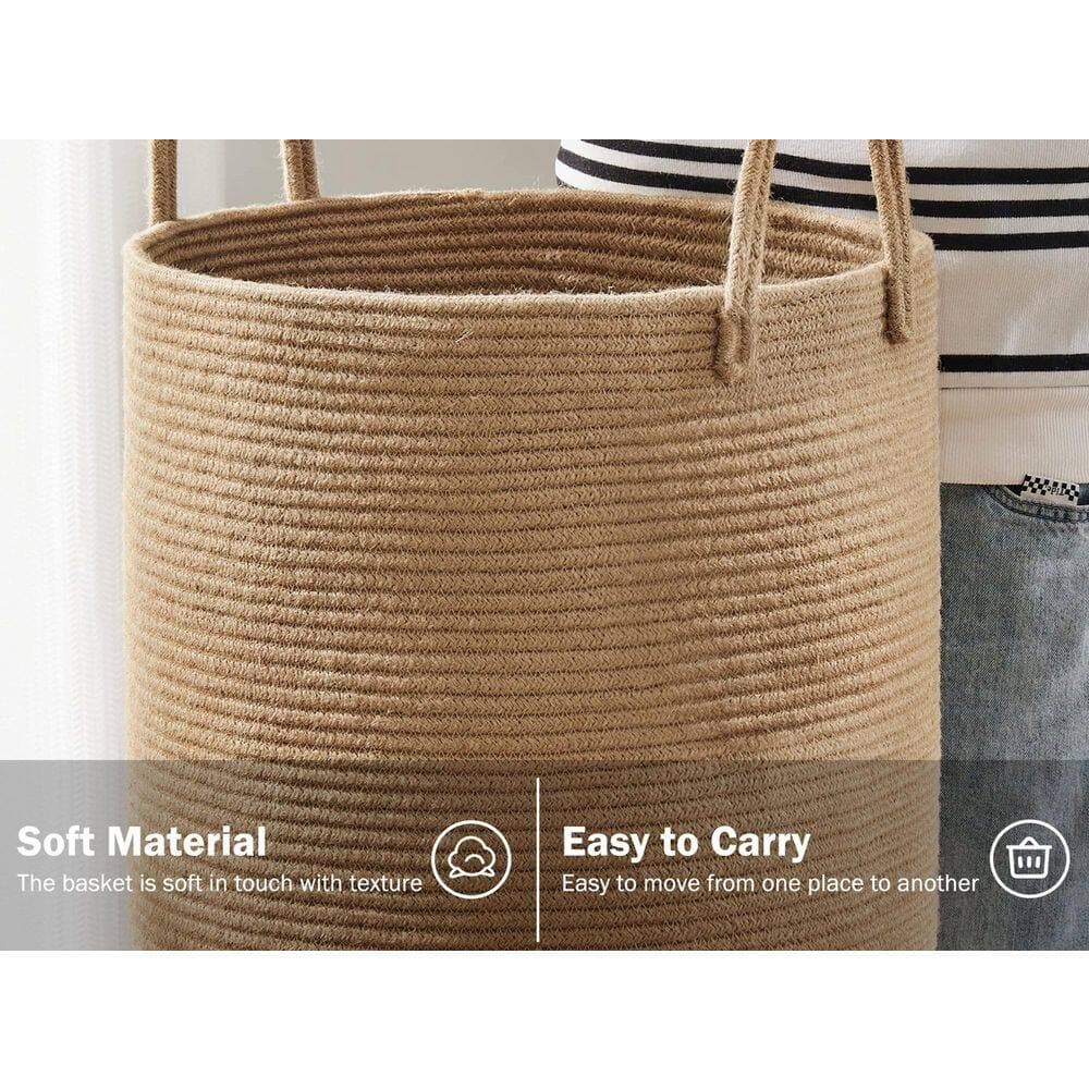 Wudkey 58L Jute Rope Bathroom Laundry Hamper Basket for Towel and Dirty Clothes Storage (3)