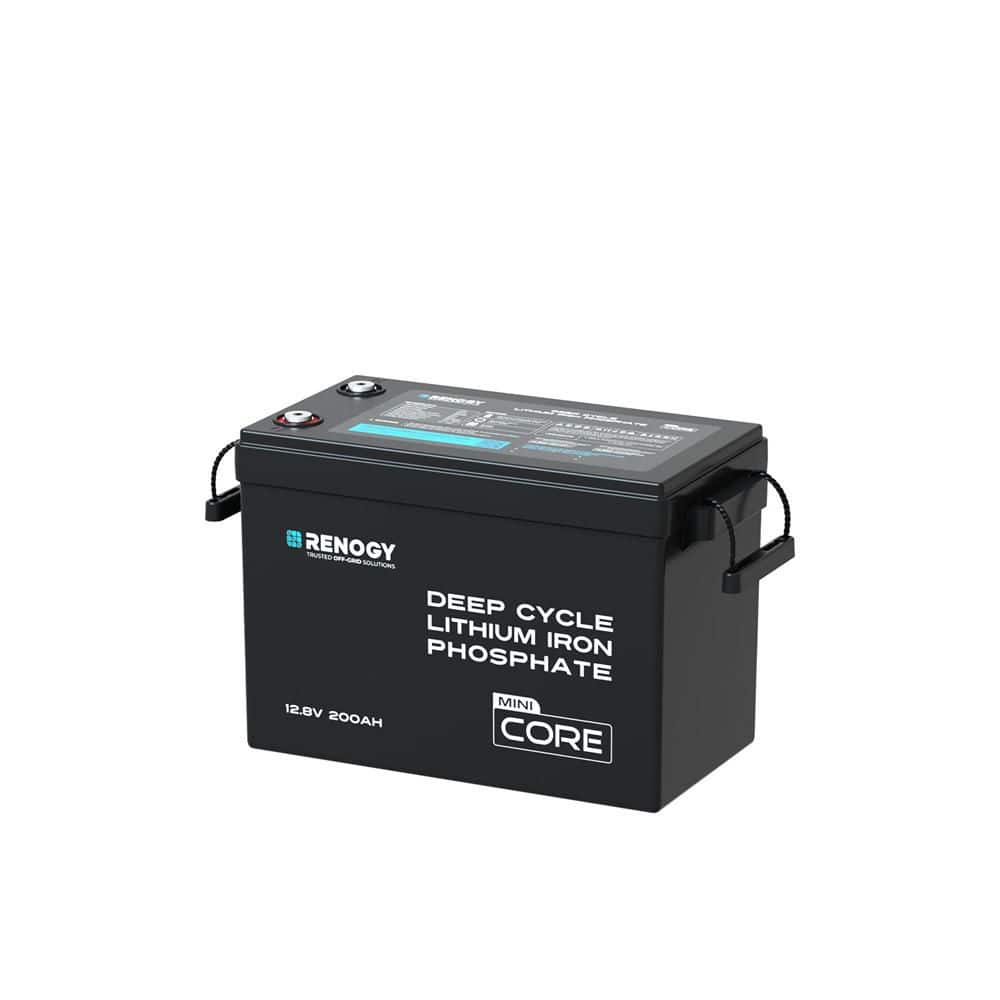 Renogy 12V 200Ah Lithium LiFePO4 Deep Cycle Battery Rechargeable Compact Backup Power, Waterproof, Low-Temperature-Core Mini (1)