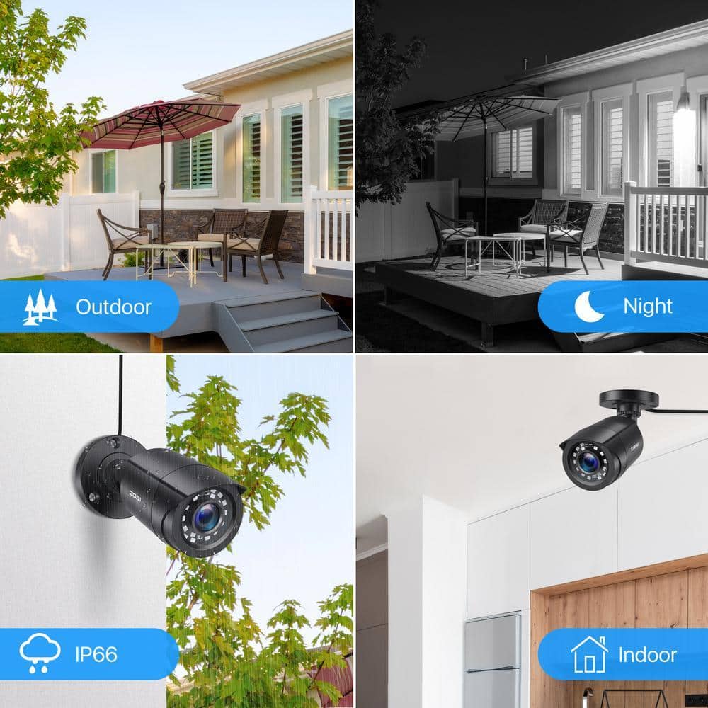 ZOSI 8-Channel H.265+ 5MP-Lite DVR Security Camera System with 4X 1080P Outdoor Wired Cameras, Surveillance System (2)