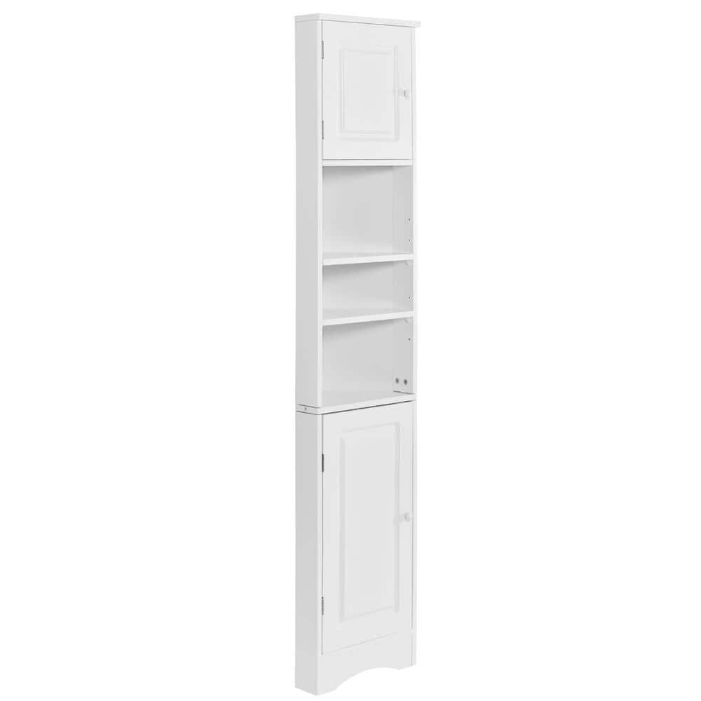 Unbranded 14.6 in. W 9.4 in. D 66.9 in. H MDF Board Linen Cabinet with 2-Doors, Open Shelf and Adjustable Shelf