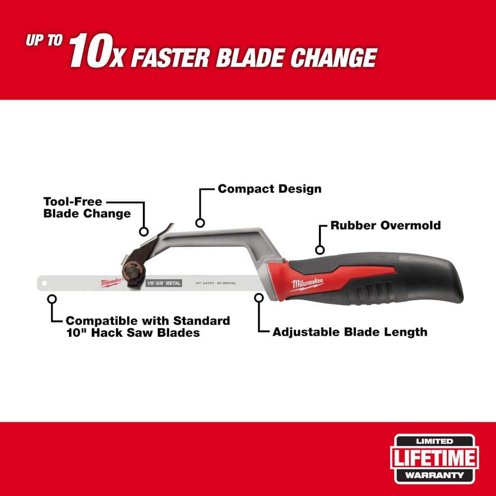 Milwaukee Compact Hack Saw with 24 TPI Bi-Metal Blade (2)