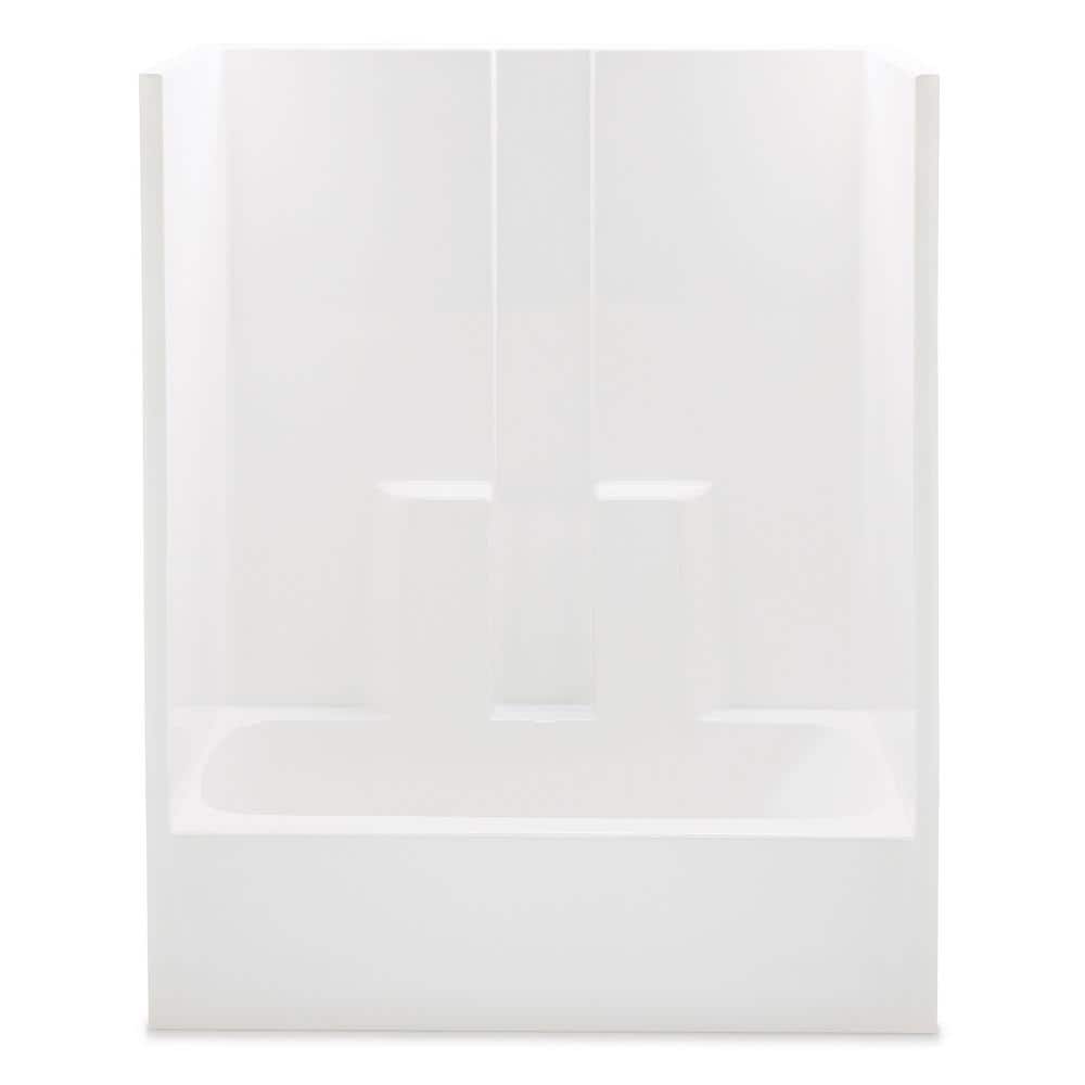 Aquatic Everyday 60 in. x 30 in. x 72 in. 1-Piece Bath and Shower Kit with Left Drain in White (2)