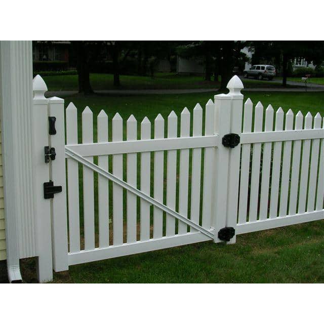 Weatherables Richmond 4 ft. W x 5 ft. H White Vinyl Picket Fence Gate (3)