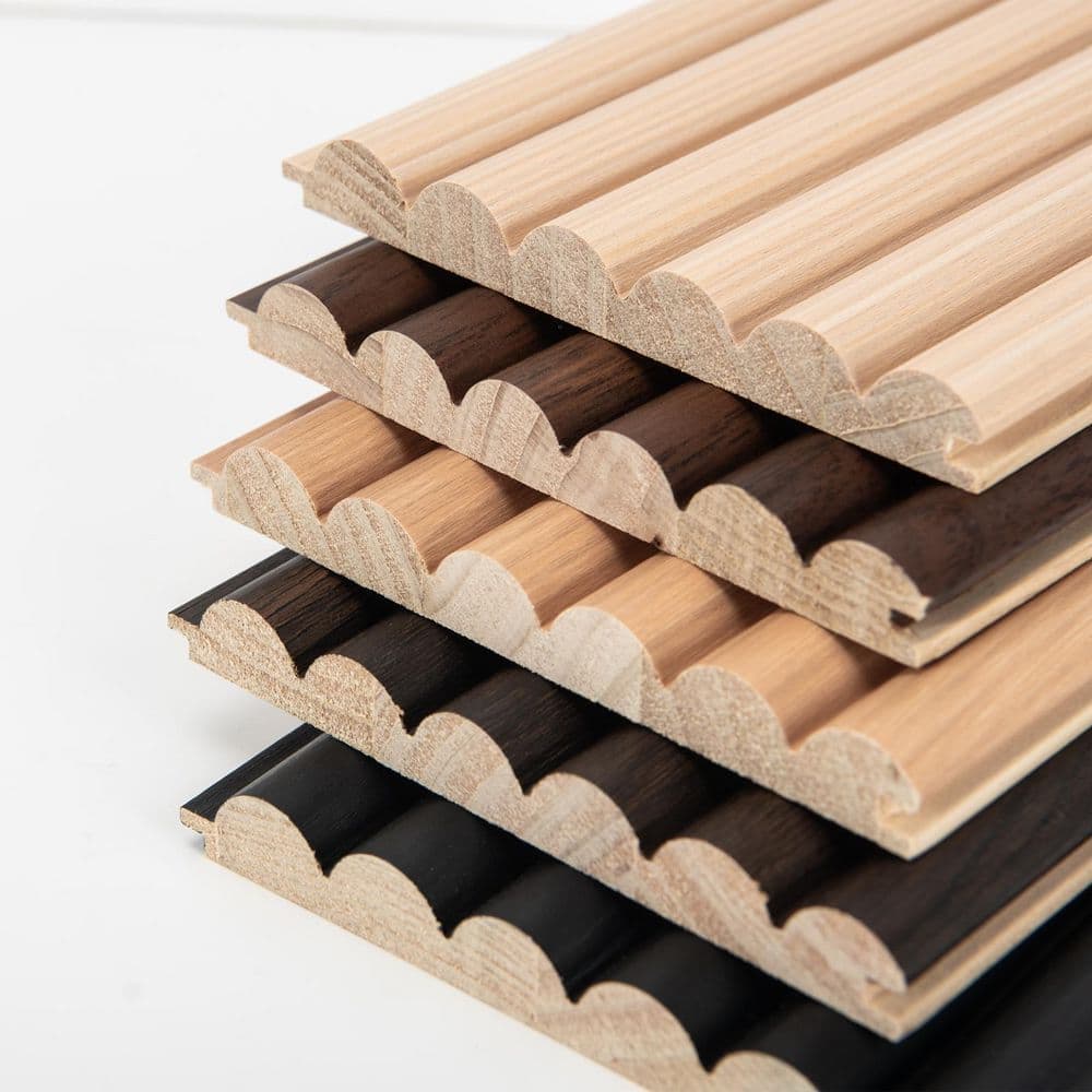 Art3dwallpanels 0.67 in. x 5.7 in. x 6 in. 5-Color Samples Rounded Fluted Wood Decorative Wall Paneling (5-Pack) (1)