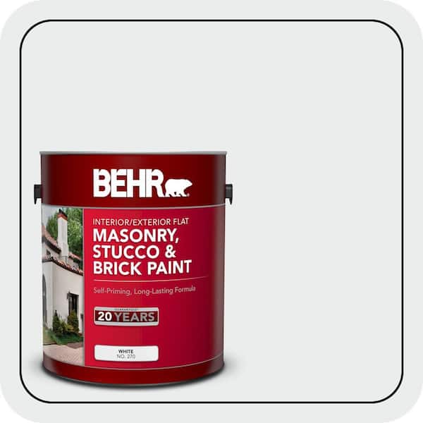 BEHR 1 gal. #BWC-12 Vibrant White Flat Interior/Exterior Masonry, Stucco and Brick Paint (2)