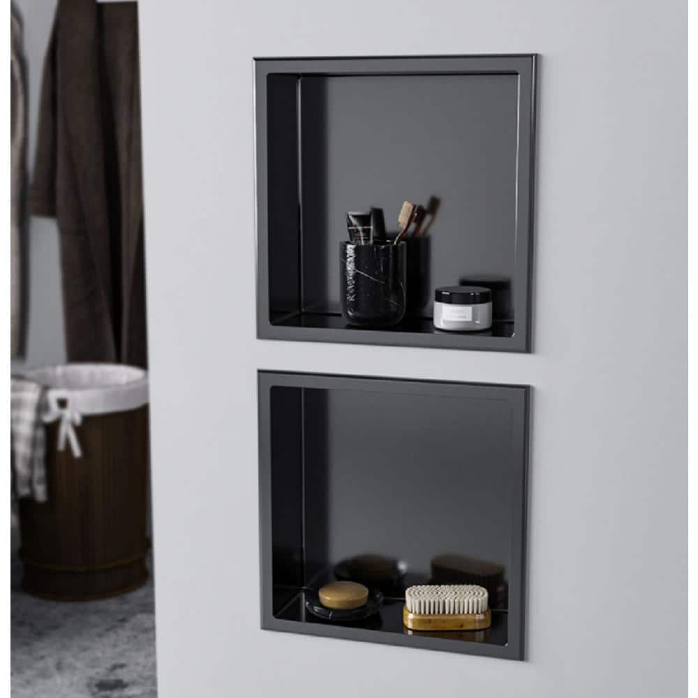 ALINO 12 in. W x 4 in. D x 12 in. H Black Stainless Steel Niche Bathroom Shelf (3)