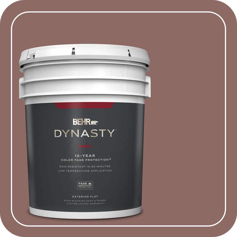 BEHR DYNASTY 5 gal. #700B-5 Red Stone Flat Exterior Stain-Blocking Paint & Primer
