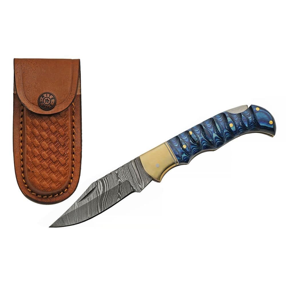 Unbranded Damascus Blue Wood Folder