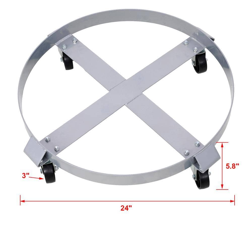 maocao hoom 2-Piece Drum Dolly for 55Gal. Drums Barrel Dolly with 4-Swivel Caster Wheels,Heavy Duty Steel Frame Drum Cart with Brake (3)