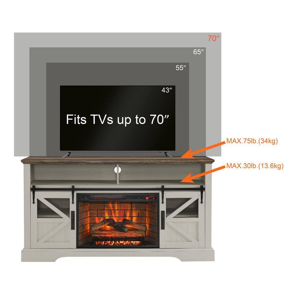 Lukyamzn 60 in. 5000 BTU Furnace Electric Fireplace Entertainment Center in Jasmine white With Door Sensor (3)