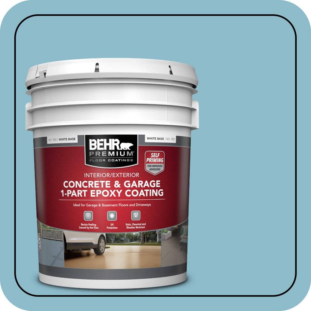 BEHR PREMIUM 5 gal. #S460-3 Blue Echo Self-Priming 1-Part Epoxy Satin Interior/Exterior Concrete and Garage Floor Paint